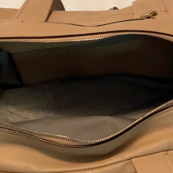 Reed Krakoff Tan Leather Purse- Zippered Compartments- Brass Finish- 18” X 12” - Picture 11 of 15